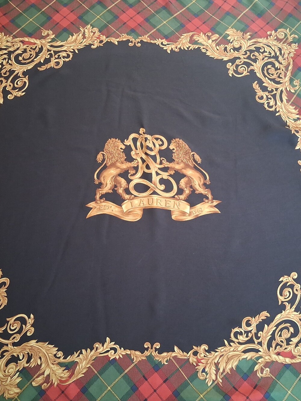 Ralph Lauren Plaid Crest Silk Scarf
